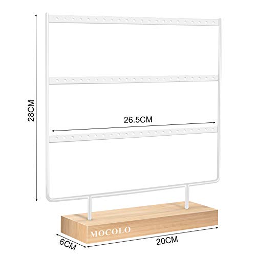 Organizador de pendientes, soporte para pendientes para colgar (66 agujeros y 3 capas)