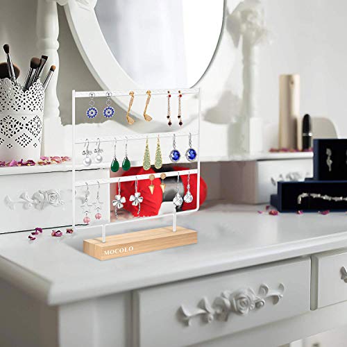 Organizador de pendientes, soporte para pendientes para colgar (66 agujeros y 3 capas)