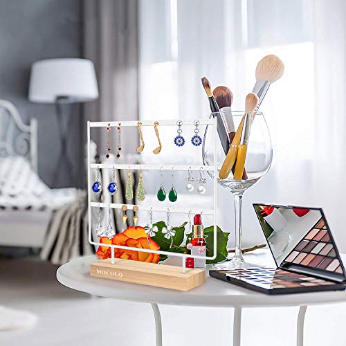 Organizador de pendientes, soporte para pendientes para colgar (66 agujeros y 3 capas)