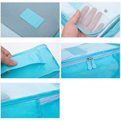 Organizador de Viaje Organizadores para Maletas, EASEHOME 3Pcs Cubos de Embalaje + 3pcs Bolsas de Almacenamiento para Ropa Zapato Cosmético Impermeable Bolsa de Lavandería, Melon Rojo