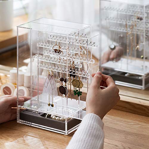 Organizadores de cosméticos Entre Copas Soporte De La Joyería Hogar De Materiales Plásticos Joyería De Almacenamiento En Rack Desktop Pendientes del Collar Acabado Rack Se Puede Extraer