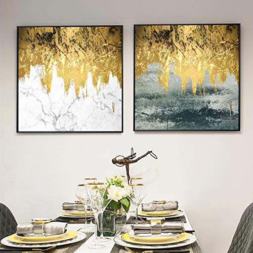 Oro lienzo de pintura que fluye de la pintura abstracta dormitorio cuadro de la pared for la sala de pósteres y láminas Morden Inicio Pintura creativa ( Color : C , Size (Inch) : 30x30cm(No Frame) )