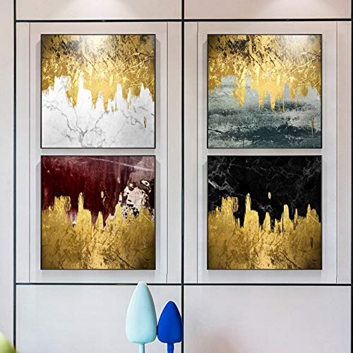 Oro lienzo de pintura que fluye de la pintura abstracta dormitorio cuadro de la pared for la sala de pósteres y láminas Morden Inicio Pintura creativa ( Color : C , Size (Inch) : 30x30cm(No Frame) )
