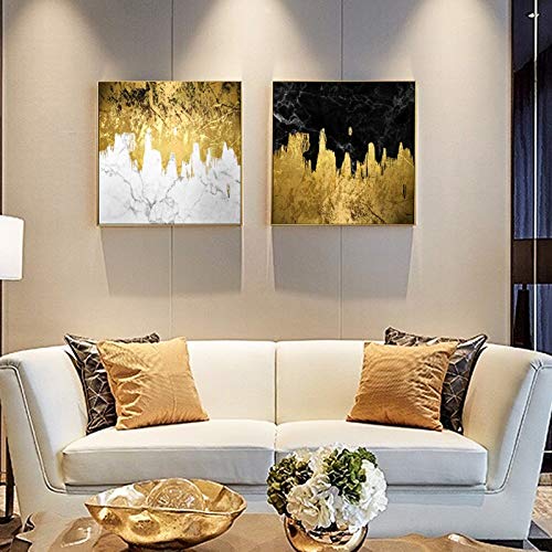 Oro lienzo de pintura que fluye de la pintura abstracta dormitorio cuadro de la pared for la sala de pósteres y láminas Morden Inicio Pintura creativa ( Color : C , Size (Inch) : 30x30cm(No Frame) )