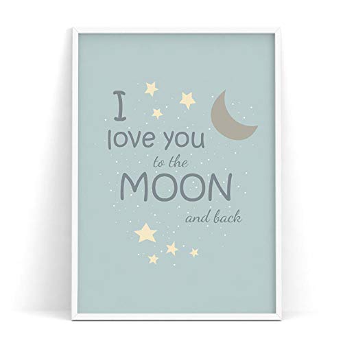 Oso Polar Elefante Aves Te Amo a la Luna y al revés Cartel del Arte de la Pared de los niños Habitación del bebé Impresión de la Lona Vivero Decoración de la Pared Sin Marco