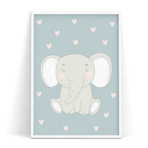 Oso Polar Elefante Aves Te Amo a la Luna y al revés Cartel del Arte de la Pared de los niños Habitación del bebé Impresión de la Lona Vivero Decoración de la Pared Sin Marco