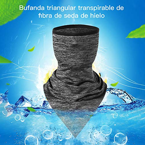 Ossky Bandanas multifuncionales elásticas,Polainas para el Cuello, Facial pañuelo Cuello Polainas de Verano Seda Hielo, protección UV y contra el Viento/Sudor y Transpirable/Secado rápido（Gray+Black）