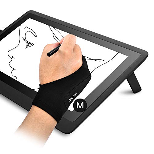 OTraki 2 PCS Guante Dibujo Digital Palma Rejection Guantes de Artista Zurdo e Diestro Guante Antiincrustantes de Dibujo para Tableta Gráfica, Talla M (8x20.5CM)