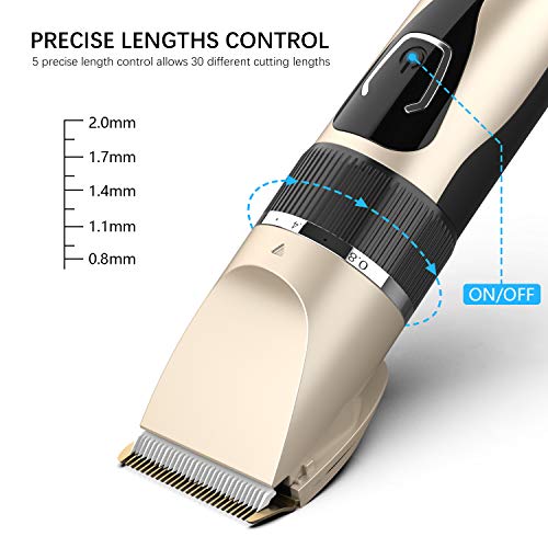 OUDEKAY Cortapelos Profesional Hombre Recargable Motor Silencioso Cuchilla Cerámica, Máquina Cortar Pelo Inalámbrico Batería 2000mAh, Recortador Pelo Barba Kit Familia