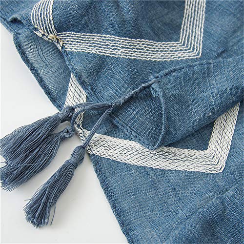 Oukeep Primavera Y Otoño Para Mujer Bufanda Étnica Bufanda De Seda Chal Para El Sol Aire Acondicionado Doble Uso De Gran Tamaño Blue Diamond Beach Vacaciones Junto Al Mar