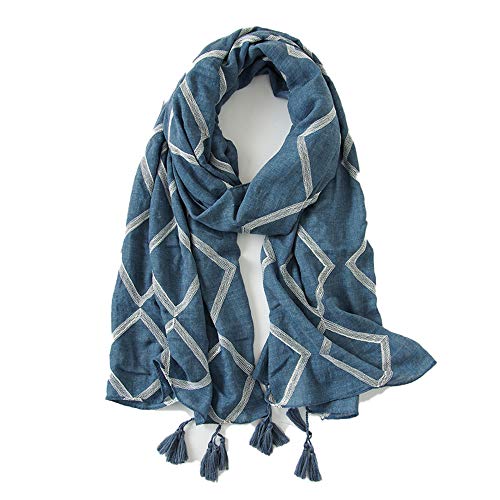 Oukeep Primavera Y Otoño Para Mujer Bufanda Étnica Bufanda De Seda Chal Para El Sol Aire Acondicionado Doble Uso De Gran Tamaño Blue Diamond Beach Vacaciones Junto Al Mar
