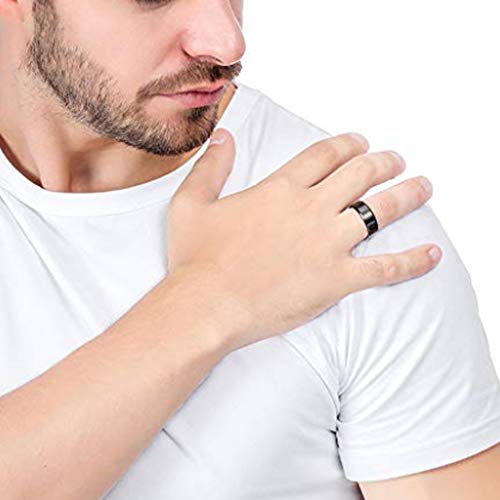 Ouken Anillos de Acero Inoxidable para Hombres Anillo de Boda 8mm Espejo Anillo de Acero Titanio Anillo de Acero Cool Simple Banda tamaño 9 (Negro)