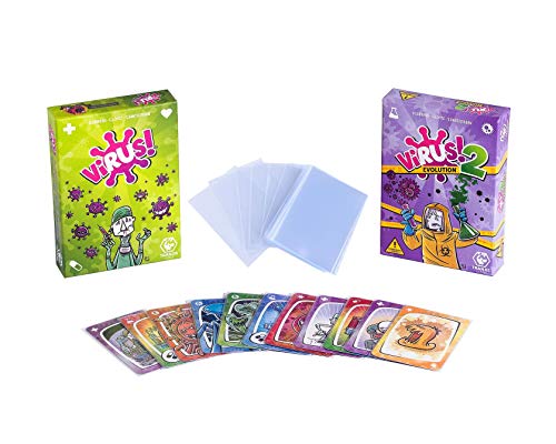 Outletdelocio. Pack Juego de Cartas Virus + Virus 2 + 200 Fundas. Edicion Española. +8 años