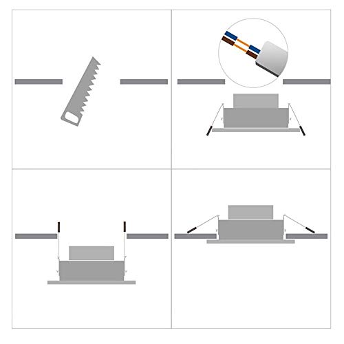 OUUED Lámpara empotrada LED ultra delgada Lámpara empotrada de oblea redonda para techo Lámpara empotrada de techo de luz baja Shell retardante de la llama para la habitación Oficina Cocina Hotel Blan