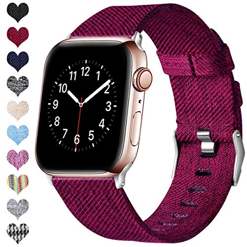 Ouwegaga Compatible con Apple Watch Correa 38mm 40mm 42mm 44mm, Correa de Tela Tejida Nylon de Repuesto Compatible con Apple Watch SE/iWatch Series 6 5 4 3 2 1, Fucsia 38mm/40mm