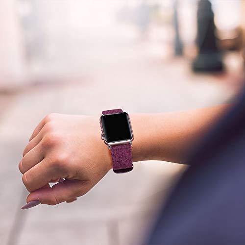 Ouwegaga Compatible con Apple Watch Correa 38mm 40mm 42mm 44mm, Correa de Tela Tejida Nylon de Repuesto Compatible con Apple Watch SE/iWatch Series 6 5 4 3 2 1, Fucsia 38mm/40mm