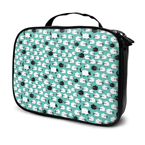 Ovejas en Blanco y Negro Bolsa de Aseo cosmética portátil Bolsa de Maquillaje de Viaje Bolsa Impermeable Organizador Colgante para Mujer niña