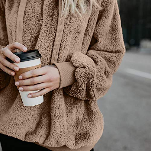 Overdose Sudadera con Capucha Mujer Invierno Talla Grande Abrigo con Cremallera De Lana De Cello Cintura con CordóN Manga De AlgodóN Manga De Moda