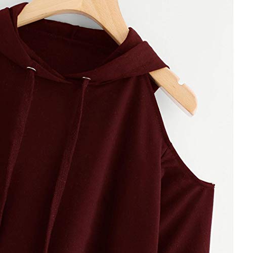 Overdose Sudadera Mujeres SóLido De Manga Larga Casual Off Hombro Sexy Mejor Venta Sudadera con Capucha Pullover Blusa SeñOra Top Tops