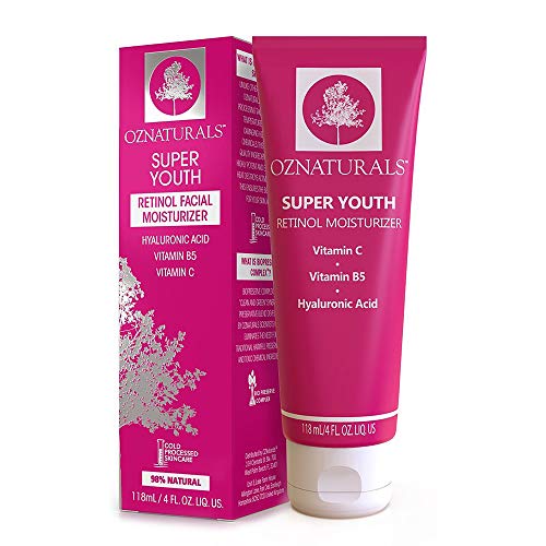 OZNaturals Hidratante de Retinol – La Mejor Crema de Retinol Antienvejecimiento, Antiarrugas, 98% Natural 4 Fl Oz