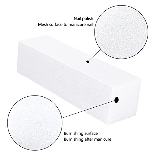 OZUAR 12 Piezas Bloque de Lijado Blanco Lima de Esponja Herramientas de Punta de Arte de Uña de Manicura (Materiales EVA, 9.6cm * 2.5cm * 2.5cm)