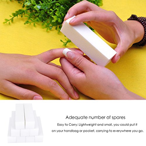 OZUAR 12 Piezas Bloque de Lijado Blanco Lima de Esponja Herramientas de Punta de Arte de Uña de Manicura (Materiales EVA, 9.6cm * 2.5cm * 2.5cm)