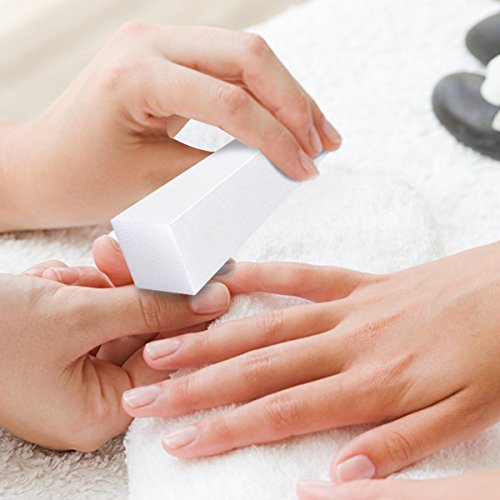 OZUAR 12 Piezas Bloque de Lijado Blanco Lima de Esponja Herramientas de Punta de Arte de Uña de Manicura (Materiales EVA, 9.6cm * 2.5cm * 2.5cm)