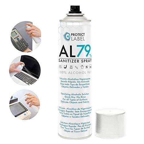 Pack 6 Hidroalcohol en Spray 200 ml. Protect Label Higienizante multisuperficies 79% Alcohol