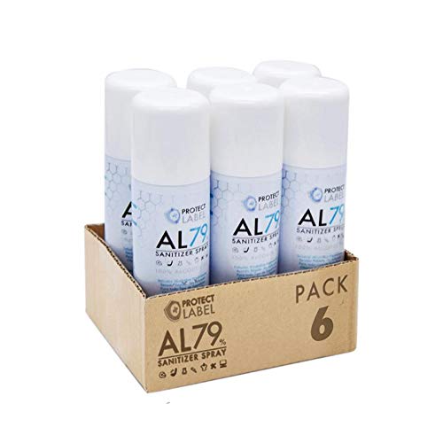 Pack 6 Hidroalcohol en Spray 200 ml. Protect Label Higienizante multisuperficies 79% Alcohol
