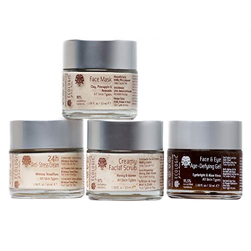 Pack Facial Spa en Casa - 4 Unidades. Exfoliante, Mascarilla, Hidratante y Gel de Ojos Ecologic Cosmetics by Linda Nicolau. Bio cosmética sostenible, orgánica, eco friendly y climate friendly