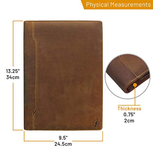 Padfolio De Cuero - Organizador Profesional y Carpeta de Currículum Vitae, Impresionante Carpeta de Documentos de Cuero en 2 Tonos Con Almohadilla de Escritura. Regalo Ideal Para Hombres y Mujeres