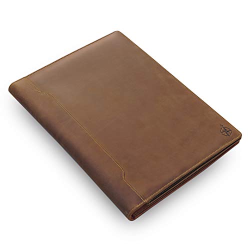 Padfolio De Cuero - Organizador Profesional y Carpeta de Currículum Vitae, Impresionante Carpeta de Documentos de Cuero en 2 Tonos Con Almohadilla de Escritura. Regalo Ideal Para Hombres y Mujeres