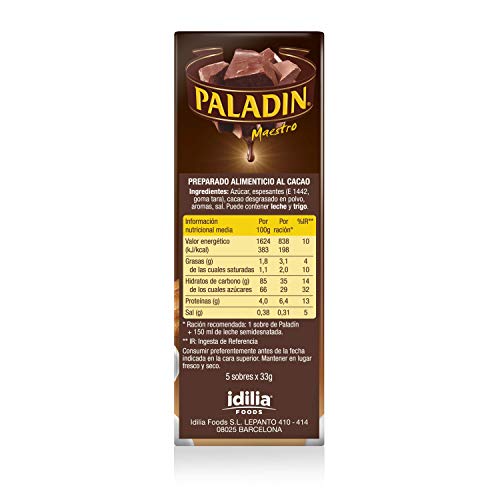 Paladin - Chocolate en Sobres, 33 g, 5 sobres