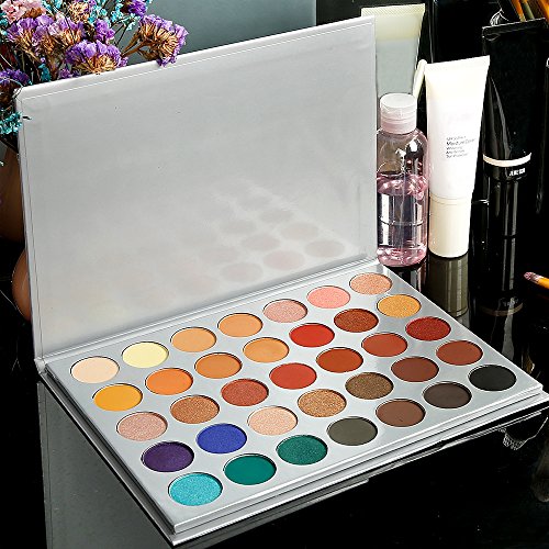 Paleta de maquillaje sombra de ojos, 35 colores de sombra de ojos, metálicas y brillantes, muy pigmentadas, colores de otoño