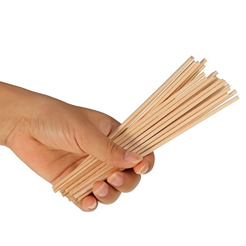 Palillos de Madera sin Acabado Palos Redondos para Manualidades 100 Pack (6 x 1/8 Pulgadas)