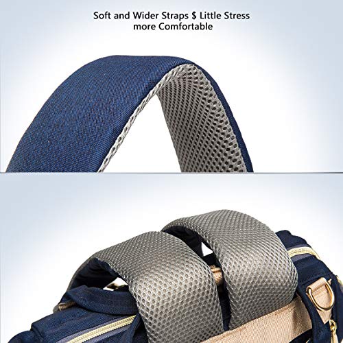 Pañal Bolso Mochila, Bolso de Viaje Gran Capacidad Impermeable Bolsos Cambiadores Multifunción para Cuidado de Bebé y Mamá viajes con Cambiador y Ganchos Carrito Bebé (azul marino 3)
