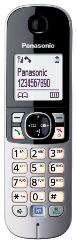Panasonic KX-TG6811SPB - Teléfono Fijo Inalámbrico (Pantalla LCD de 1.8", Manos Libres, Identificador de Llamadas, Agenda 120 Números, Bloqueo de Llamadas, Modo ECO, Manos Libres) Negro/Plata
