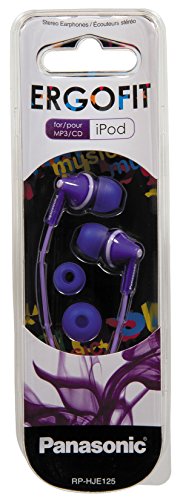 Panasonic RP-HJE125E-V Auriculares Boton con Cable In-Ear (Headphone Sonido Estéreo para Móvil, MP3/MP4, Diseño de Ajuste Cómodo, Imán Neodimio 9mm, Presión de sonido de 97 dB) Color Violeta