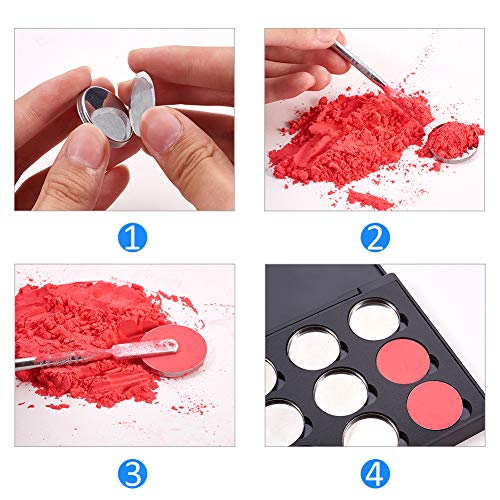PandaHall Paleta vacía magnética de sombra de ojos con 12 piezas de 26 mm redondo de metal imanes de paleta cosmética para sombra de ojos, colorete labial