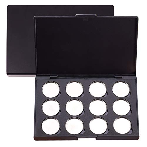 PandaHall Paleta vacía magnética de sombra de ojos con 12 piezas de 26 mm redondo de metal imanes de paleta cosmética para sombra de ojos, colorete labial