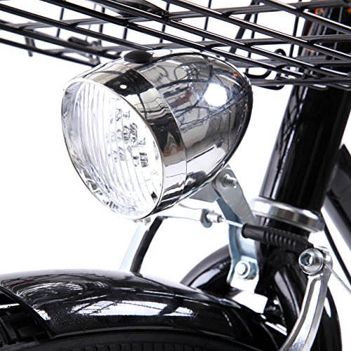 Paneltech 28 pulgadas 7 velocidad de Ciudad Bicicleta de ciudad para mujer hombre Paseo Citybike compras Commute para bicicleta con luz delantera y luz trasera y cesta (Negro)