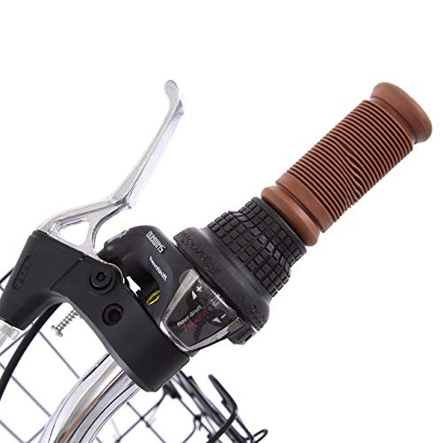 Paneltech 28 pulgadas 7 velocidad de Ciudad Bicicleta de ciudad para mujer hombre Paseo Citybike compras Commute para bicicleta con luz delantera y luz trasera y cesta (Negro)