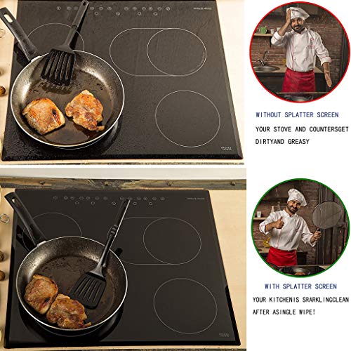 Pantalla de malla ultra fina de acero inoxidable con mango de silicona, cubierta de sartén para salpicaduras, protector para muchas ollas y sartenes, práctica de la cocina, tapa a prueba de aceite