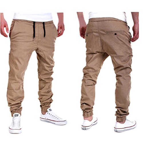 Pantalones de Chándal de Hombres Pantalones de Deporte Pantalones Jogger Casuales para Hombre (Caqui, L)