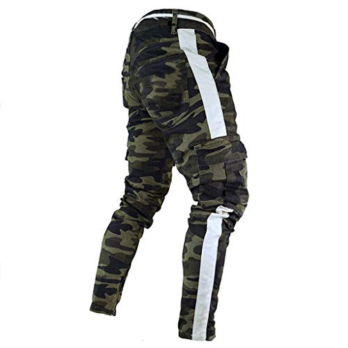 Pantalones de chándal Sueltos Ocasionales de la Aptitud del Deporte de los Hombres de la Moda Que activan Pantalones de Jogging Camuflaje Militar STRIR (S, Camuflaje)