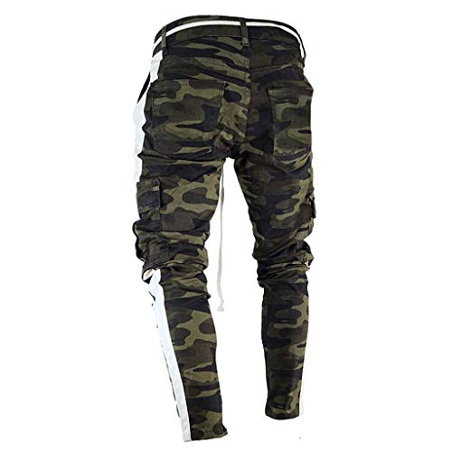 Pantalones de chándal Sueltos Ocasionales de la Aptitud del Deporte de los Hombres de la Moda Que activan Pantalones de Jogging Camuflaje Militar STRIR (S, Camuflaje)