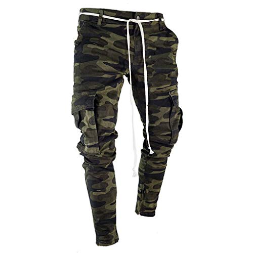 Pantalones de chándal Sueltos Ocasionales de la Aptitud del Deporte de los Hombres de la Moda Que activan Pantalones de Jogging Camuflaje Militar STRIR (S, Camuflaje)