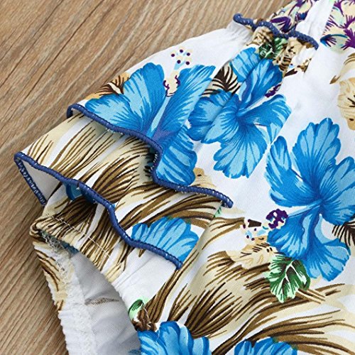 PAOLIAN Monos Ropa para bebé niñas Verano Sin Tirantes Volantes Cuello hálter Mameluco + Diadema Impresion de Floral Fiesta Peleles para bebés niña de 6 Meses 12 Meses 18 Meses 24 Meses (70, Blanco)