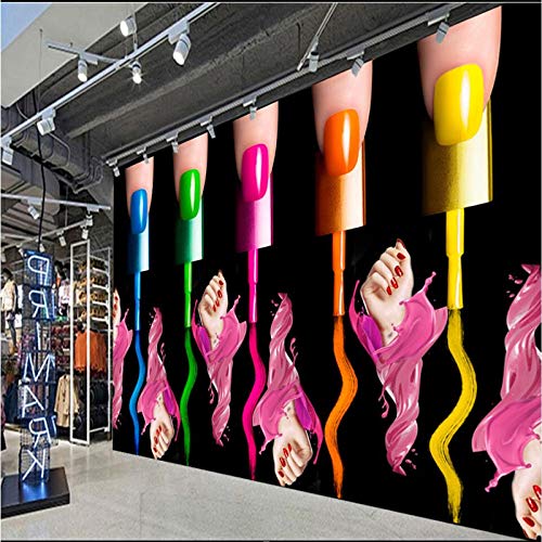 Papel Tapiz De Murales De Pared,Maquillaje Nail Art Nail Polish Cosméticos Del Brazo De Pared 3D Personalizadas Gran Mural Decoración Tapiz Verde Paño De Pintura Papel De Pared-200Cm (H) X 280Cm