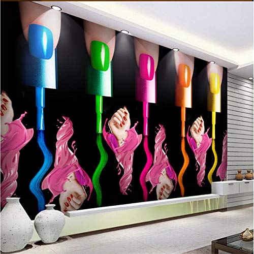 Papel Tapiz De Murales De Pared,Maquillaje Nail Art Nail Polish Cosméticos Del Brazo De Pared 3D Personalizadas Gran Mural Decoración Tapiz Verde Paño De Pintura Papel De Pared-200Cm (H) X 280Cm